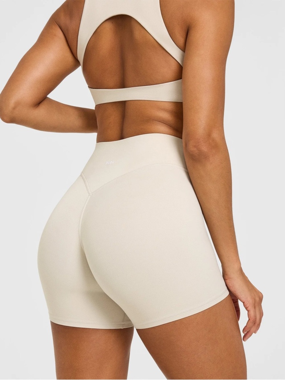 Oner Active Soft Motion HIGH WAISTED SHORTS 6" WITH WHITE LOGO Sand Size S